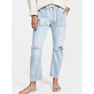 One Teaspoon Shabbies Drawstring Slouchy Jeans Light Wash Pull On Size Medium
